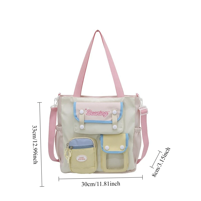 sac à bandoulière élégant pour filles, sac à poignée de transport de grande capacité pour écoliers, texture sacs simples pour voyage