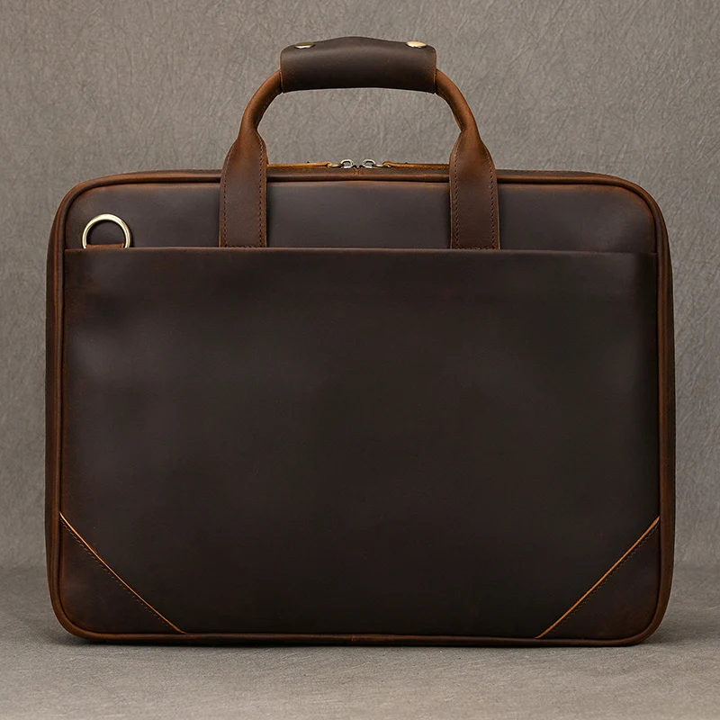 sac de banlieue d'affaires en cuir pour hommes, porte documents en cuir de vache, sac à main rétro mode, sac à bandoulière pour documents a4, pochette d'ordinateur
