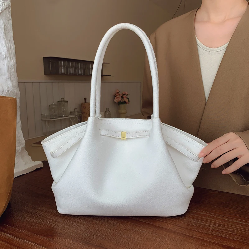 2025 sac fourre tout en daim pour femmes avec poche intérieure sac sous les bras grande capacité sacs cartable de couleur unie pour le travail sacs à main de voyage sacs à main