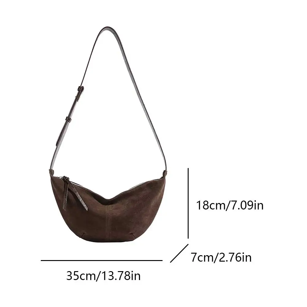 sac à bandoulière en forme de croissant pour hommes et femmes, sac à bandoulière à sangle réglable, sac à bandoulière hobo multi poches en daim, sac à boulettes solide pour le travail et les voyages