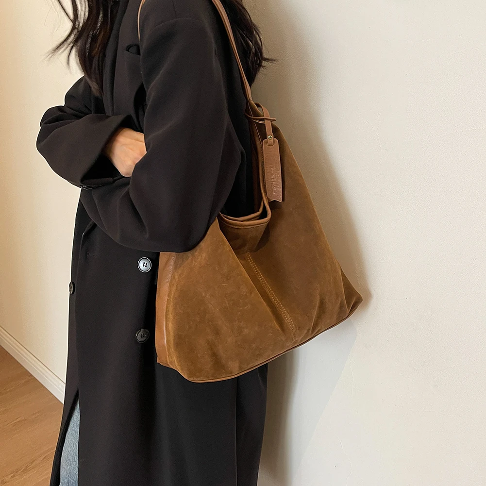 sac à bandoulière en daim pour femmes, sac hobo à fermeture magnétique, fourre tout ample, sac à main de grande capacité pour le travail et les voyages