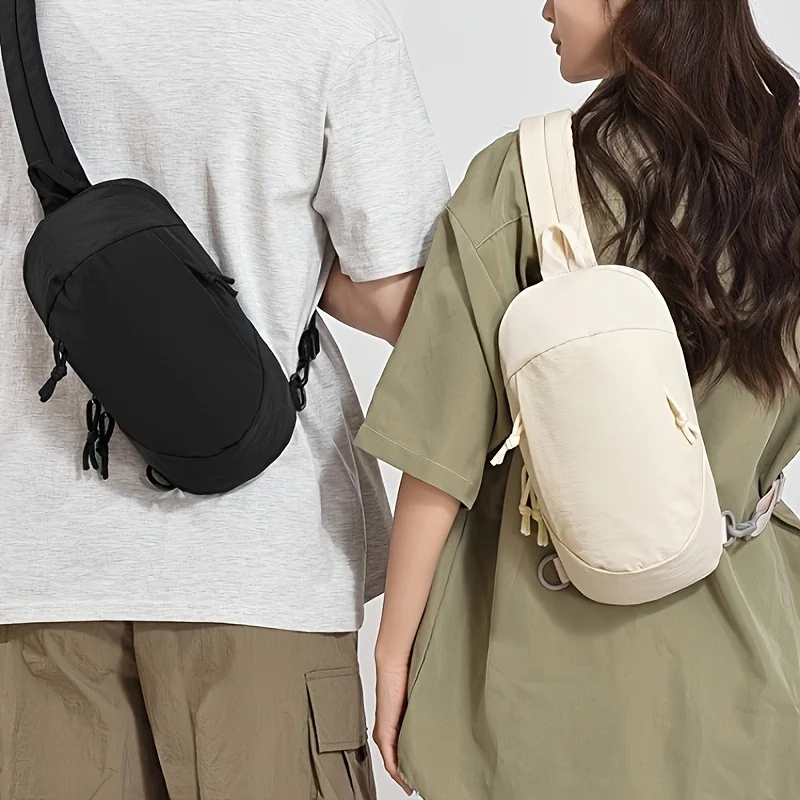 sac de randonnée en plein air léger pour couple, sac à bandoulière, tendance à la mode, couleur unie, sac de poitrine polyvalent, sac à bandoulière