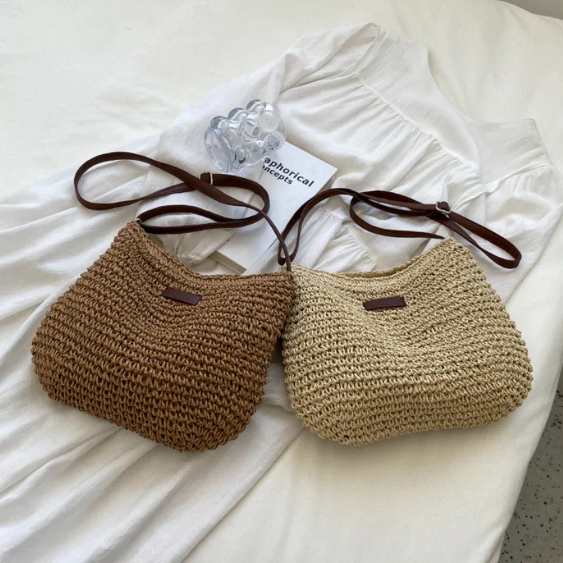 designer décontracté été à la main en rotin sac à bandoulière paille tricoté sacs à main et sacs à main dames sac à main sacs à bandoulière pour les femmes