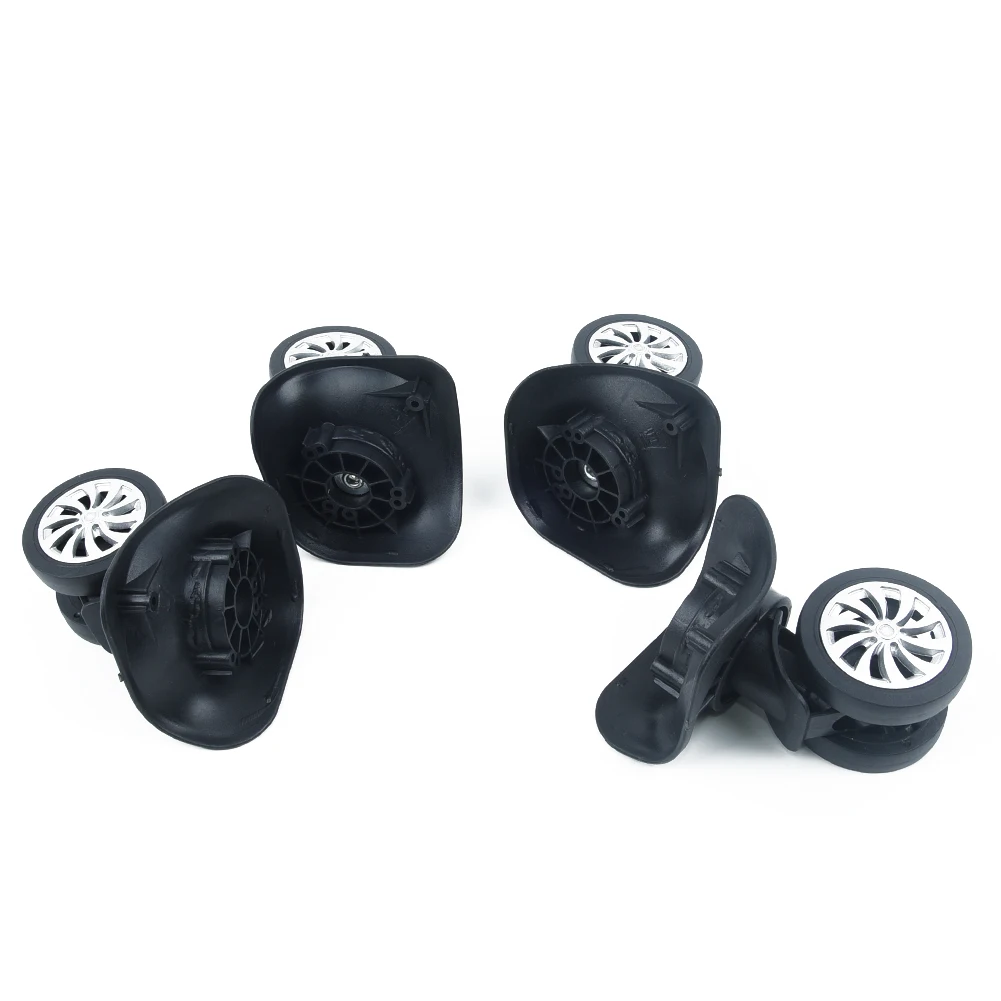 ensemble de 4 roues à double rouleau noires, roues de rechange pour valise à bagages, adaptées au bricolage, adaptées aux sacs et aux coques de chariot