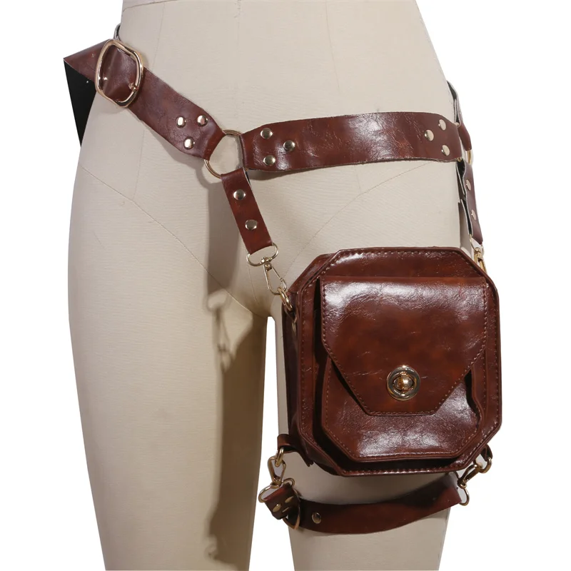 sacoche de style rétro en pu pour femme, petit sac carré, moto, côté vent, oral alier médiéval, accessoires de personnalité