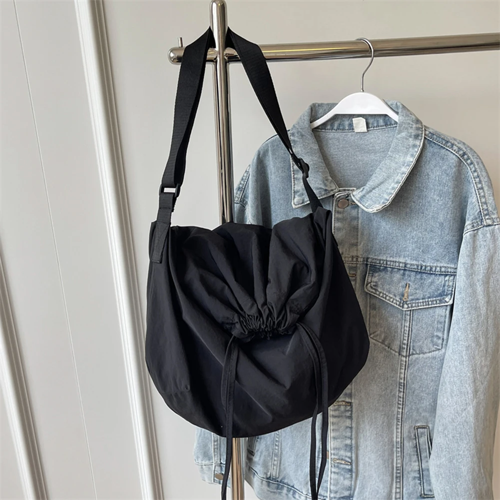 sac cartable décontracté pour femmes, sac à bandoulière de grande capacité avec cordon de serrage, sac de shopping léger à sangle réglable, sac d'extérieur pour filles