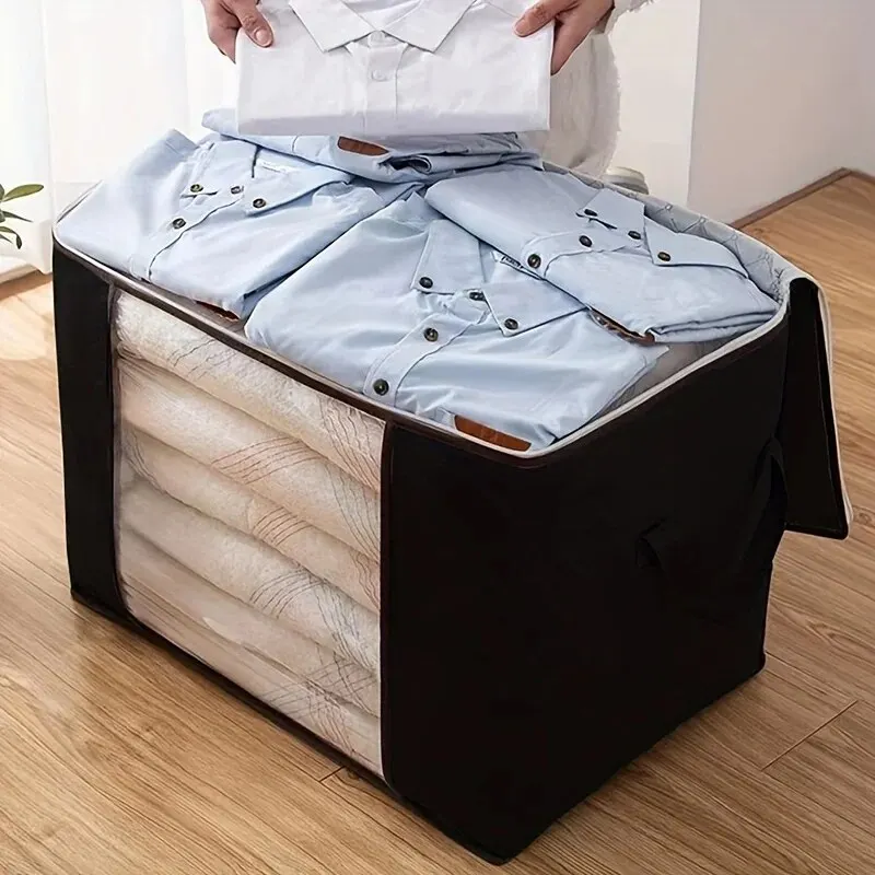 sac de rangement de couette en tissu non tissé 1 pièce, sac de rangement de vêtements de grande capacité étanche et résistant à l'humidité, sac de finition de couette, h
