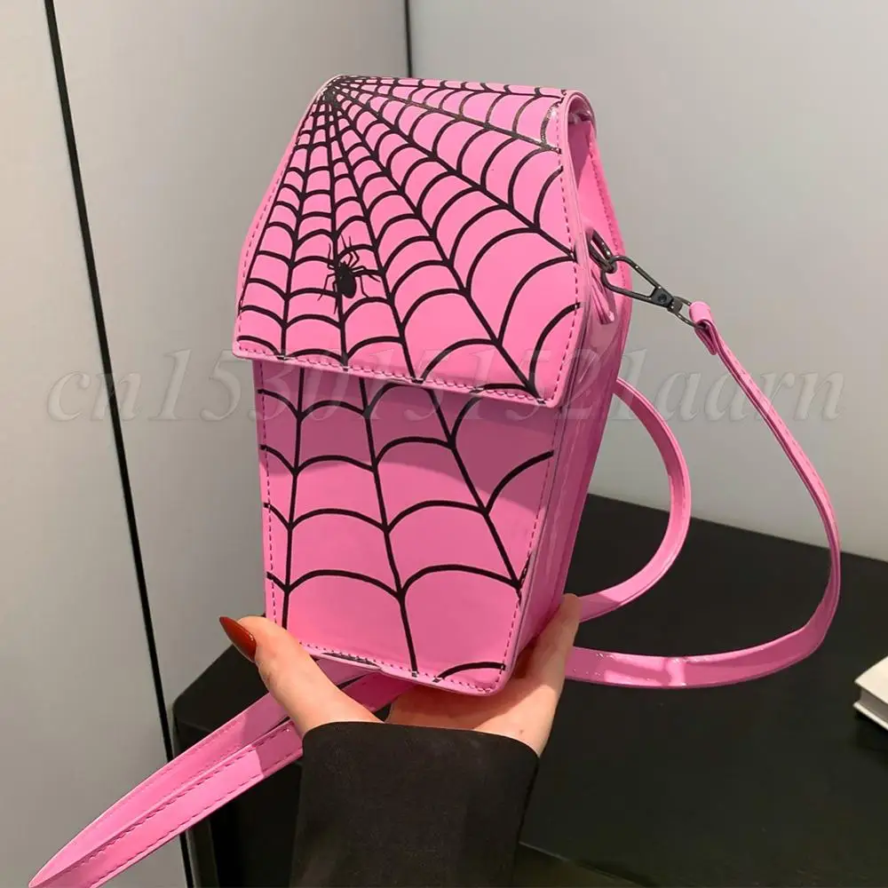 sac à bandoulière en cuir pu pour femme, motif toile d'araignée, sac hobo gothique, forme de cercueil, sac initié, halloween cosplay, sacs pour téléphone portable