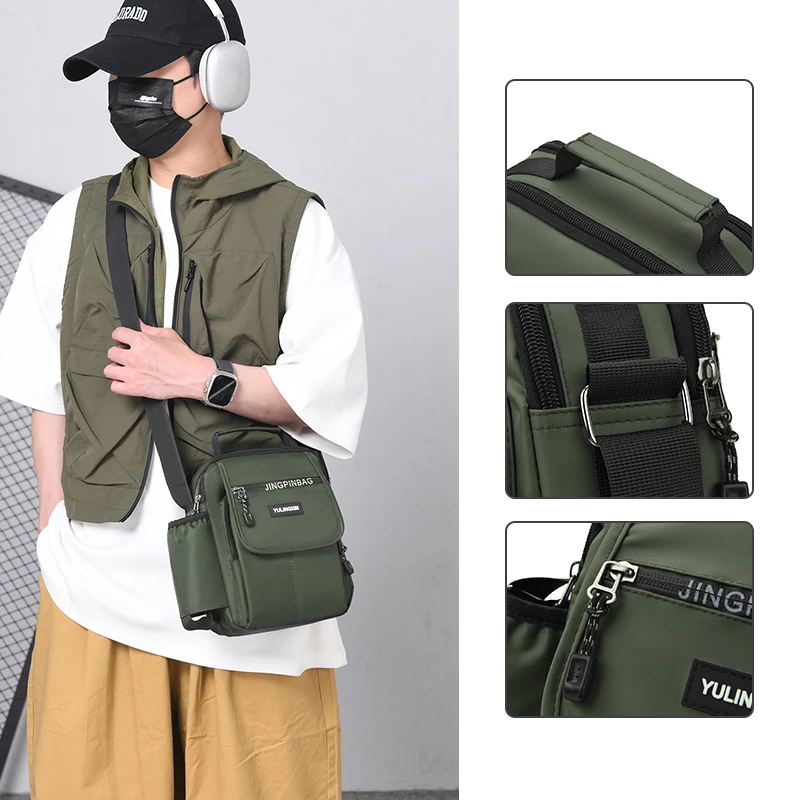 sac à bandoulière carré sportif pour hommes – sac à bandoulière durable de style universitaire à côtés souples avec poches multifonctions