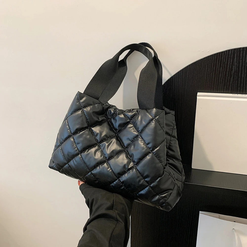 sac à main hobo matelassé pour femmes, grande capacité, sac à poignée supérieure, doux, couleur unie, portable, en coton, pour filles, hiver