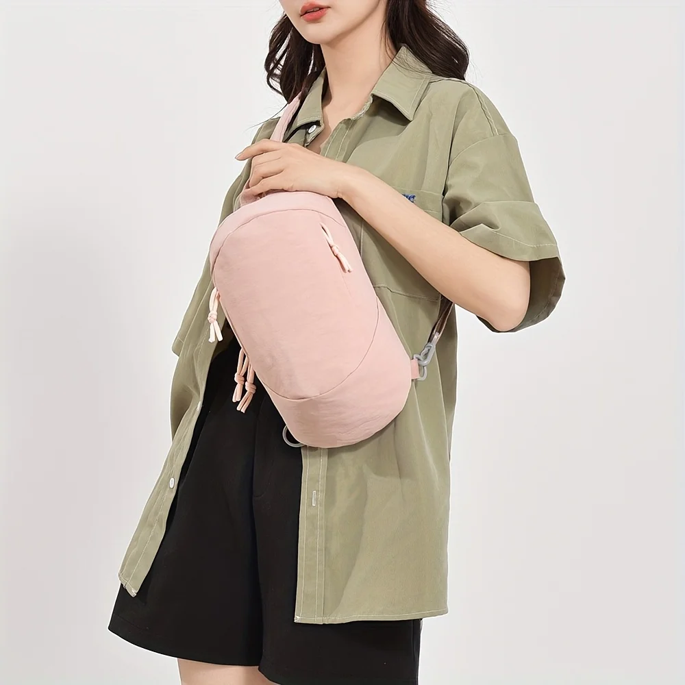 sac de randonnée en plein air léger pour couple, sac à bandoulière, tendance à la mode, couleur unie, sac de poitrine polyvalent, sac à bandoulière