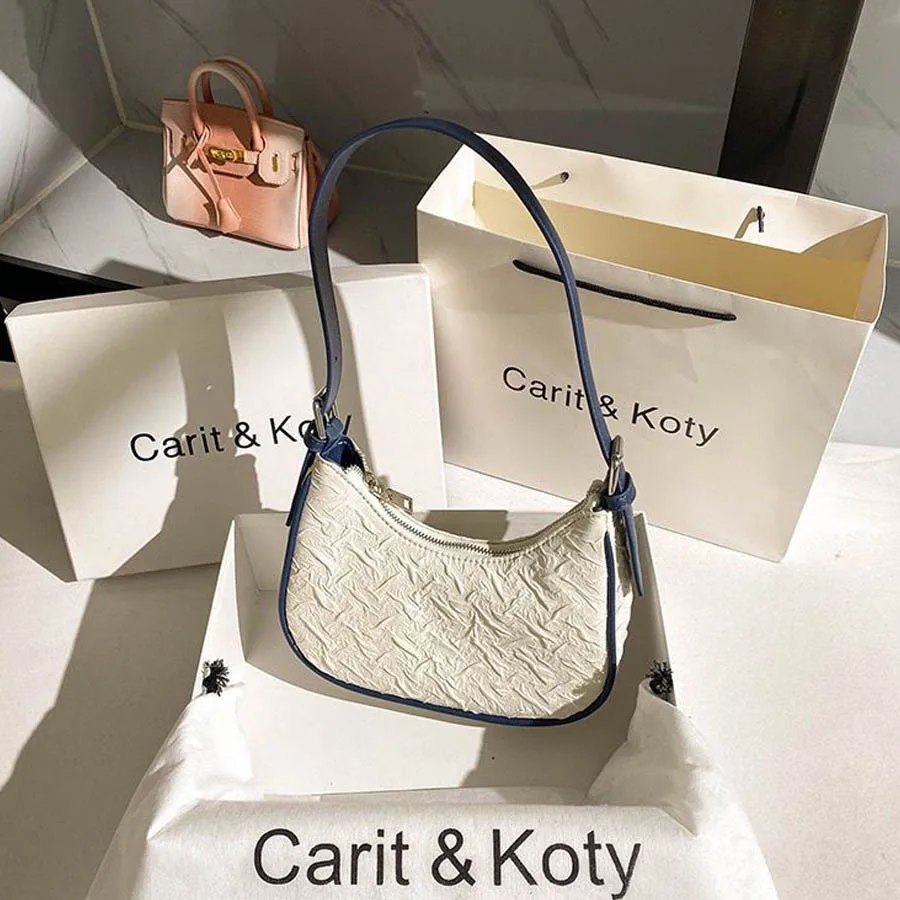 sac plissé populaire de cette année pour femme, design original, sens avancé, niche d'été, sac en forme de croissant, sac sous les bras, sac à bandoulière