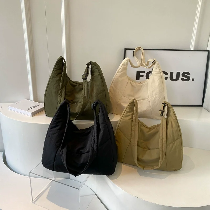 sac à bandoulière en tissu doux pour femmes, tendance, couleur unie, pour étudiantes, nouveau style rétro décontracté, grands sacs à main pour femmes, printemps