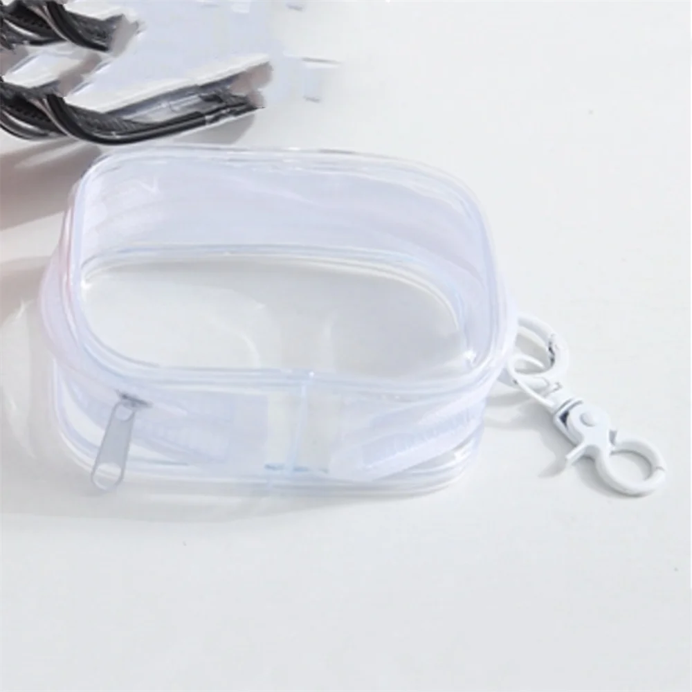 petit sac de rangement carré ou rond, transparent, léger, polyvalent, compact, étui anti-poussière, protecteur de chargeur, poudres, fermeture éclair, sacs-cadeaux