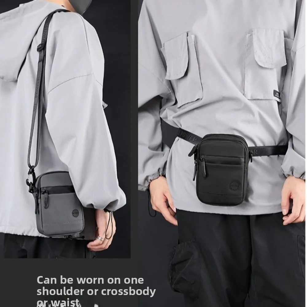 sac à bandoulière carré décontracté pour hommes, couleur unie, sac de poitrine simple, multifonctionnel multi poches, sac banane en nylon pour randonnée