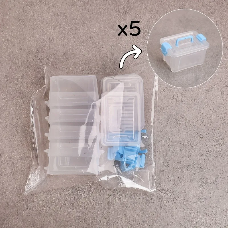 5 Mini valise boîtes de rangement transparentes, organisateur de petits articles, décor de scène Miniature, accessoires de photographie, essentiels artisanaux