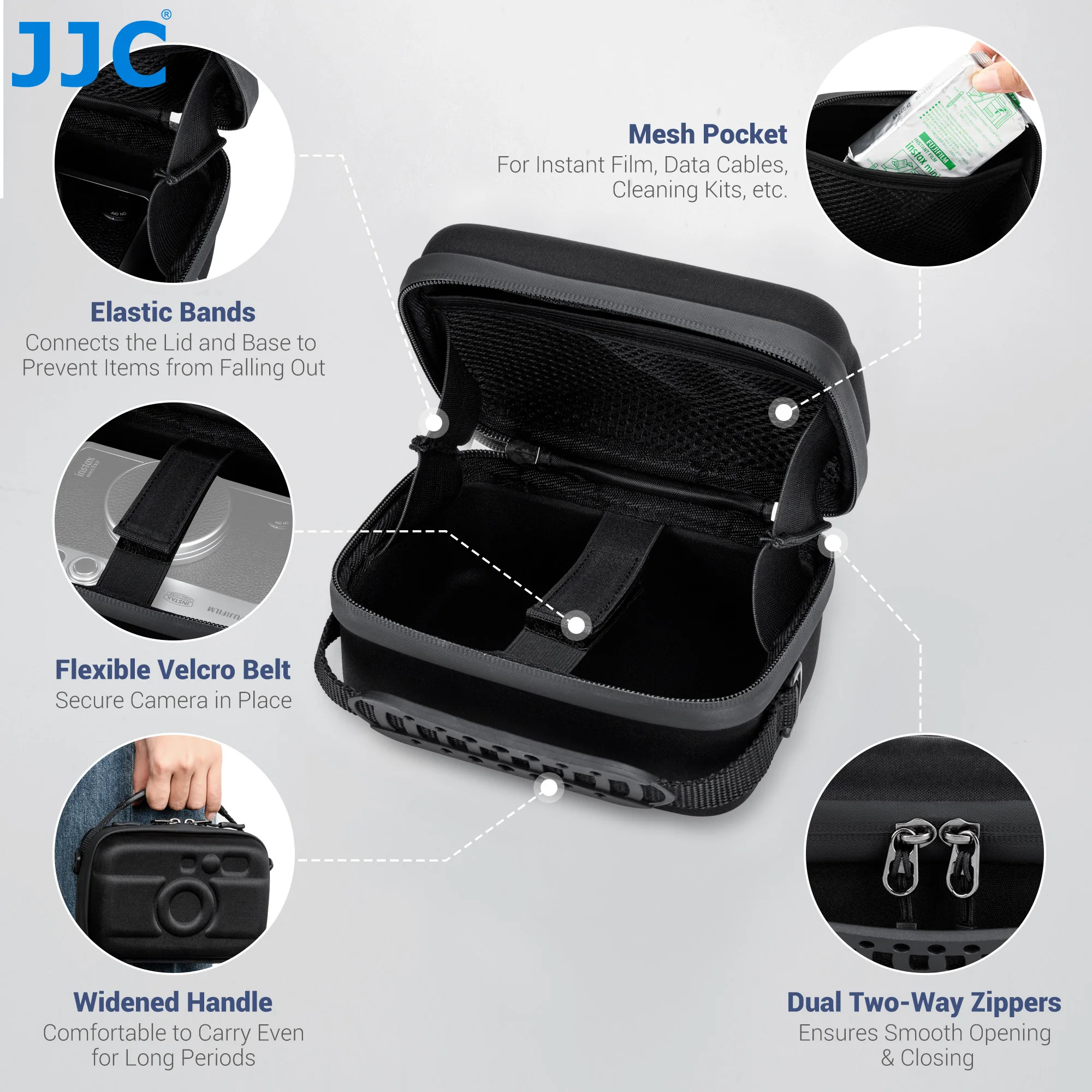 jjc Étui rigide pour appareil photo instantané fujifilm instax mini evo mini, compatible avec veplay, sony a6700, sac de transport oligcarrying