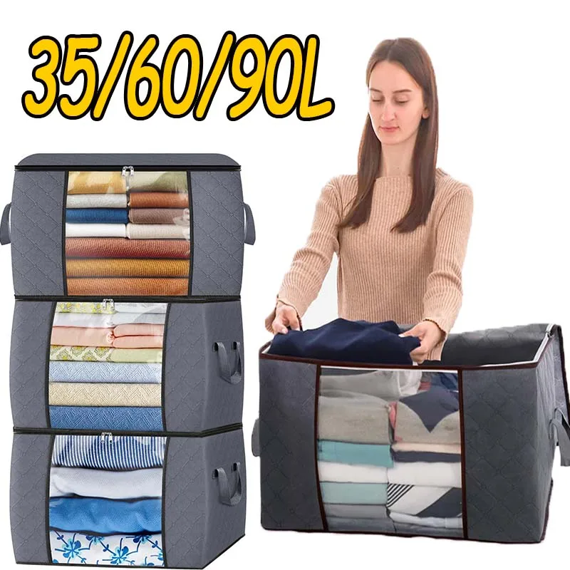 Grand sac de rangement pliable pour vêtements, valises de voyage, organisateur, sacs de courses réutilisables, sacs de rangement pour couvertures, conteneurs de rangement