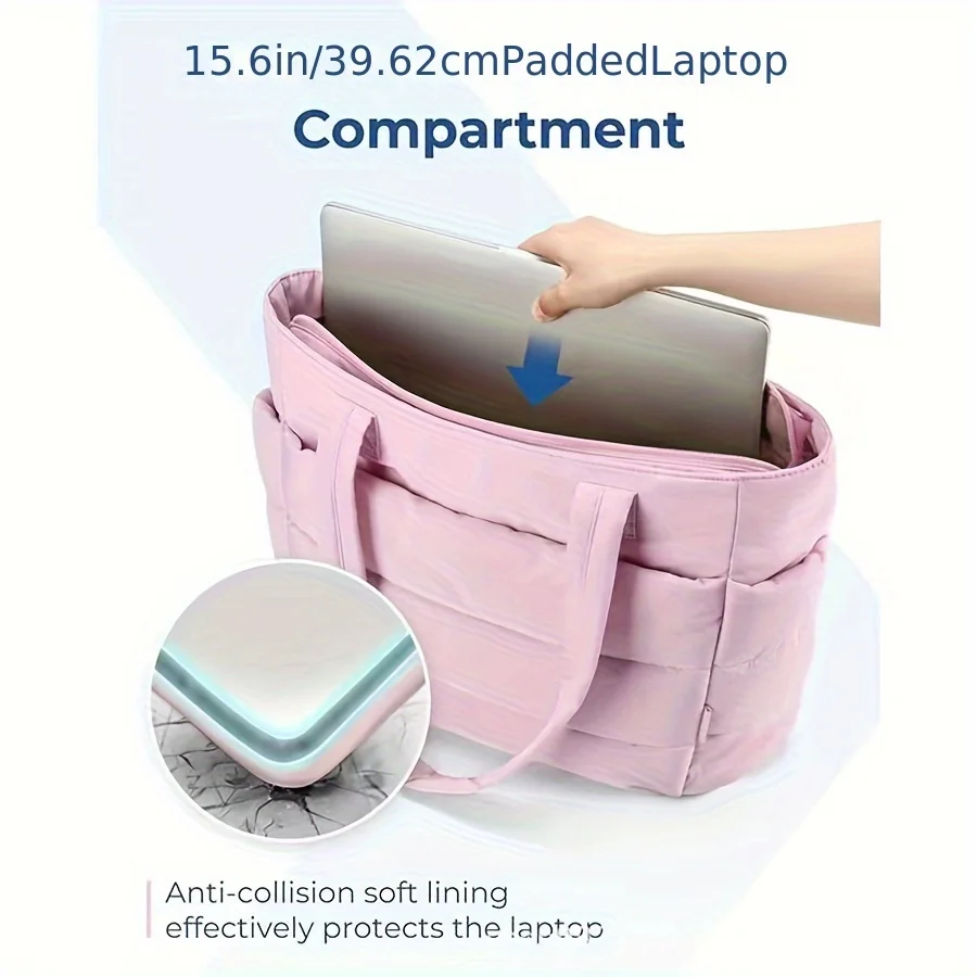 sac fourre tout léger matelassé de grande capacité pour femme – tissu durable avec fermeture à glissière, sac de voyage spacieux pour salle de sport, plage, travail