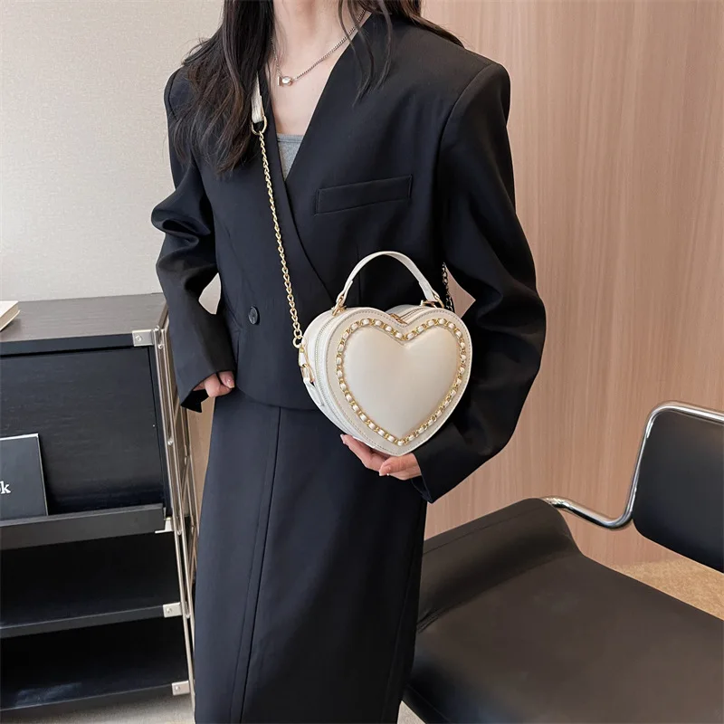 sacs à bandoulière chic en forme de cœur pour femmes, sac jk lolita solide, sac à bandoulière kawaii, uniforme de bureau pour dames, paquet en pu bolso mujer 2025