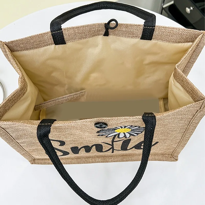 fourre tout tissé sac femmes nouveau motif peint à la main lettre fourre tout sac en toile sac à provisions sac à main