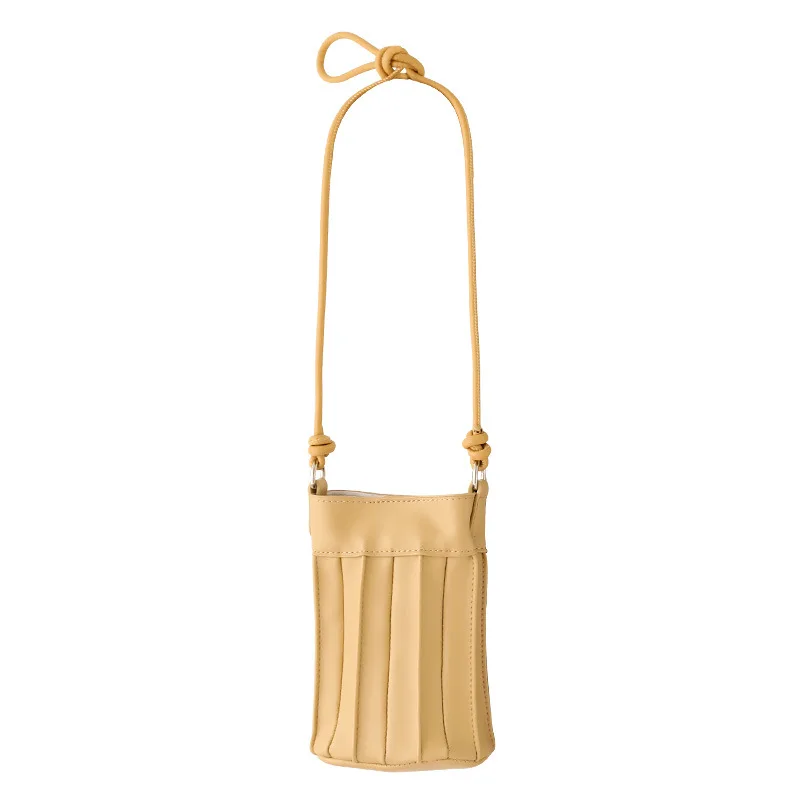 petit cartable plissé rétro, sac seau à bandoulière à la mode, mini sac simple en cuir souple pour téléphone portable, sacs à main pour femmes
