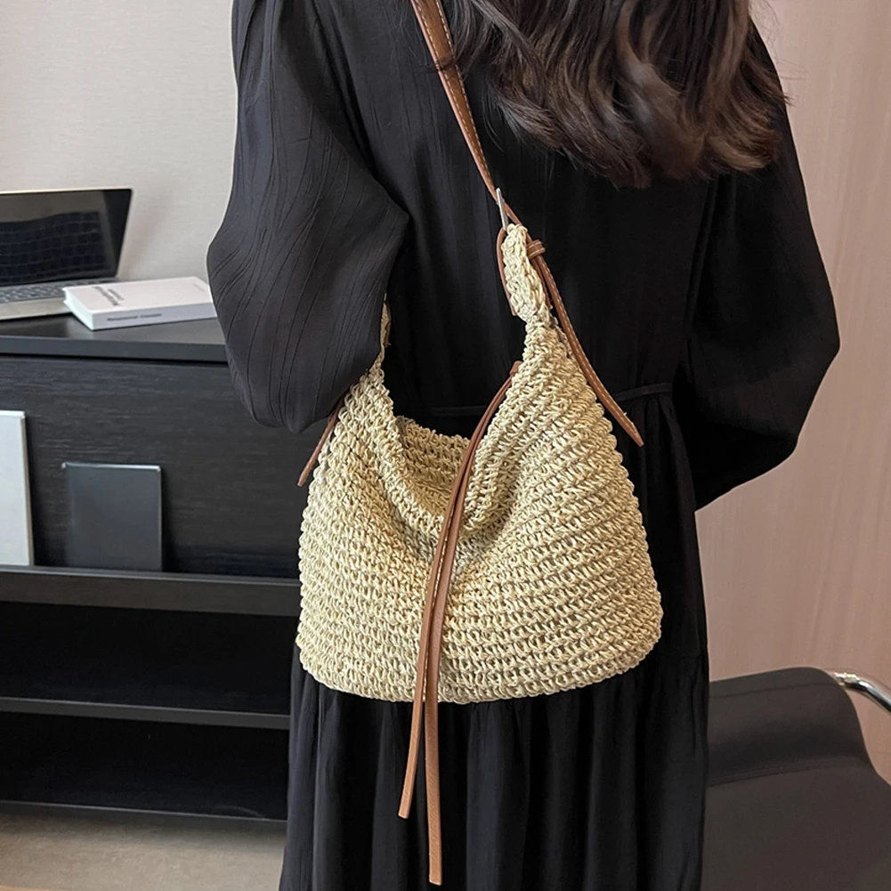 Sac messager en ULde papier tissé à la main pour femmes, sacoche d'été tissée à la main, sac à bandoulière de plage tissé à la main, sacs à main à bandoulière, mode