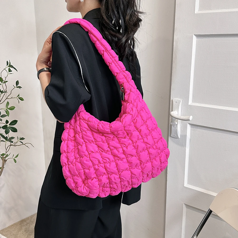 sac à bandoulière rembourré matelassé pour femme, moteurs plissés, sacs initiés au nuage, grande capacité, fourre tout, sac à bandoulière en duvet bergame
