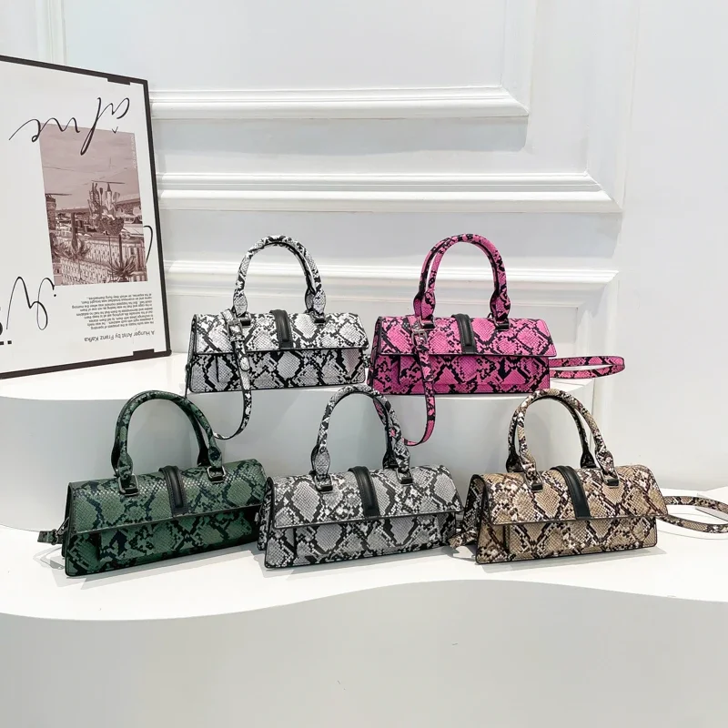 2025 mode nouvelle offre spéciale motif serpent pu baguette sacs à main popularité personnalité polyvalent femmes sacs à bandoulière et à bandoulière