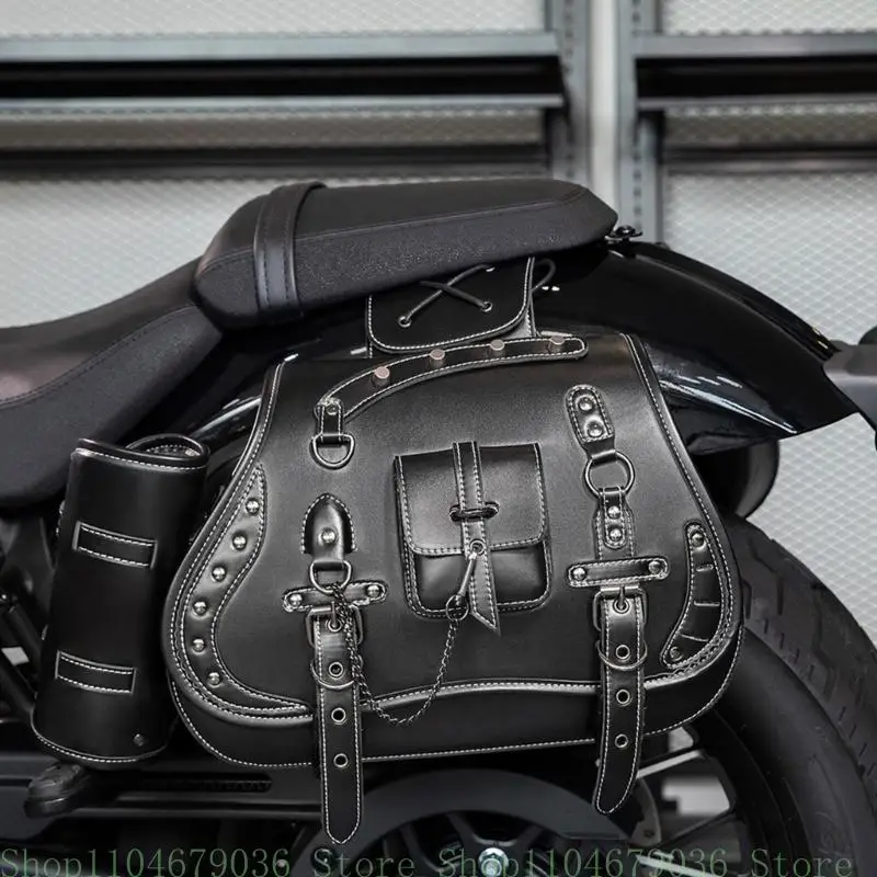 1 paire à outils pour sacoche selle rétro punk, latéral étanche en pu, bagage sur sacoche