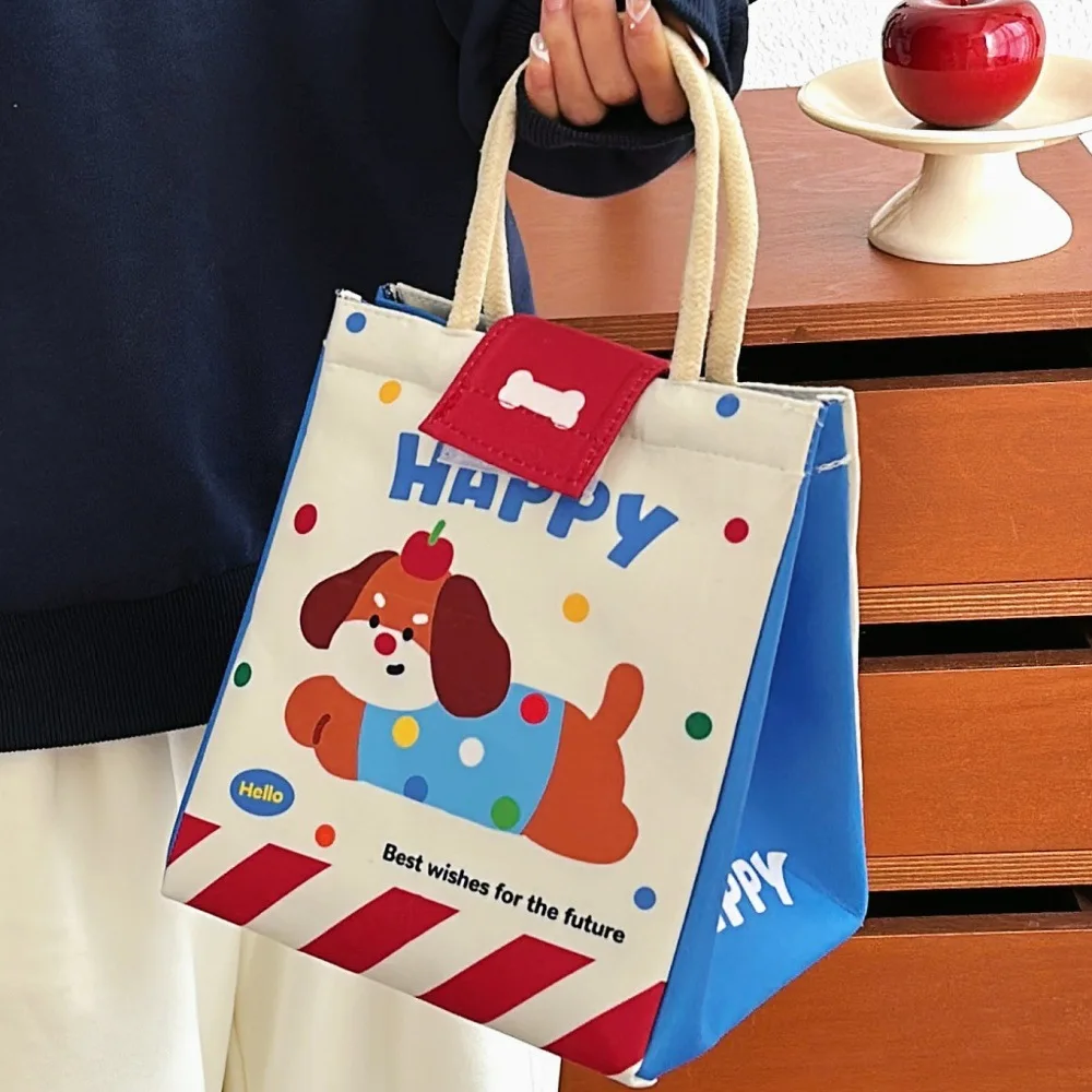 sac à bento mignon pour employés de bureau, fourre tout de grande capacité, sac de conservation isolé de dessin animé, sac de boîte à déjeuner pour étudiants