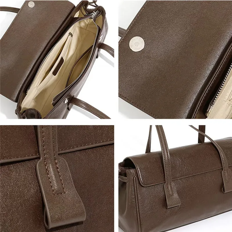2025 nouveau sac à bandoulière en cuir véritable pour femmes grande capacité peau de vache sac à main de luxe longue bande vin rouge baguette sac femme
