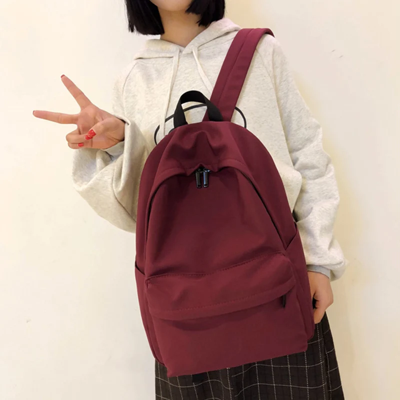 hocodo – sac à dos en toile solide pour adolescentes, sac d'école décontracté de grande capacité, simple, pour le voyage