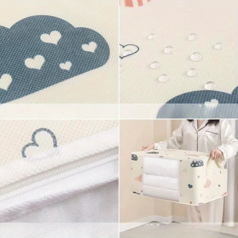 grand sac de rangement pliable non tissé 1 pièce – couette en tissu anti poussière et organisateur de vêtements avec fermeture éclair et poignées faciles à transporter