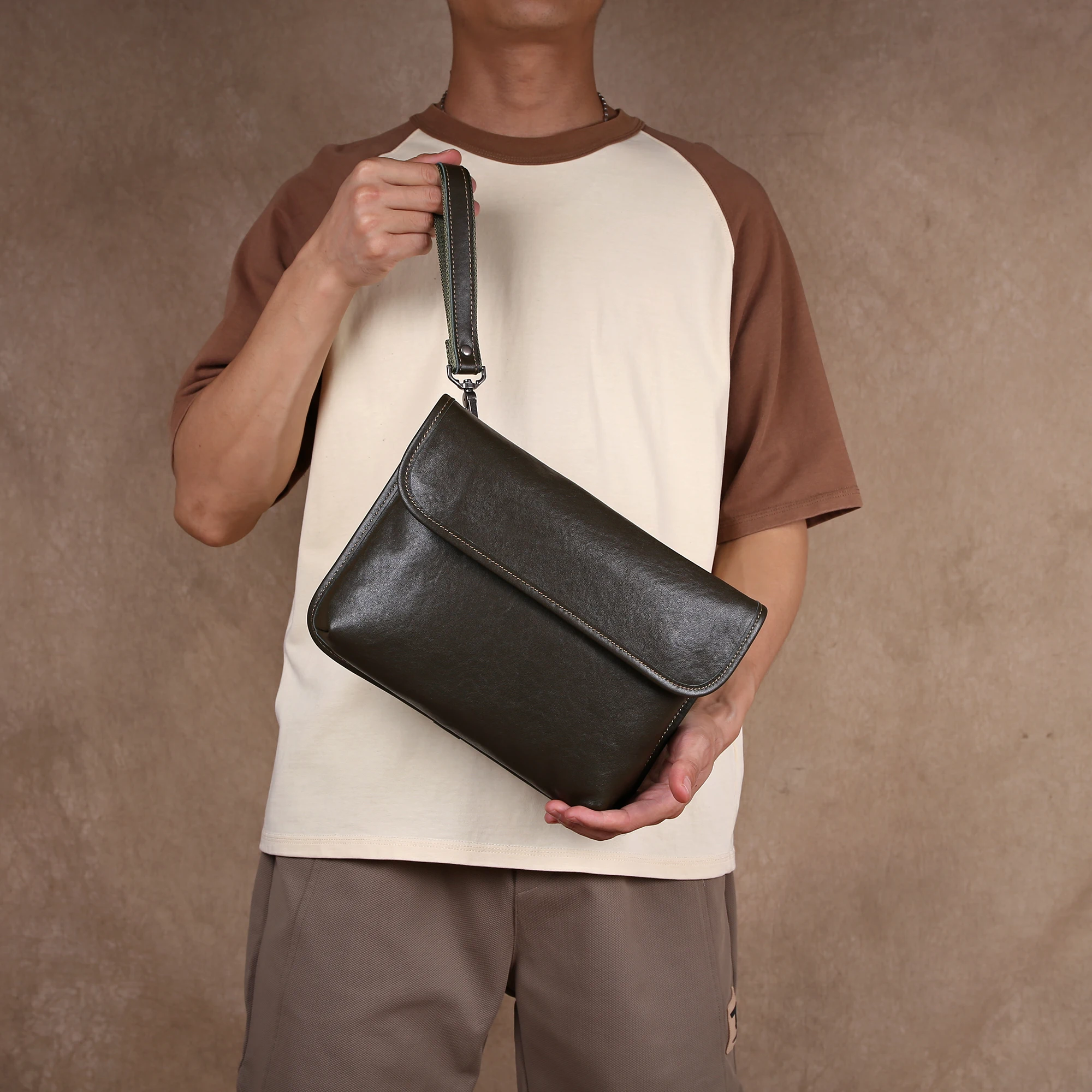 sac à bandoulière simple en cuir de vache haut de gamme, sac à bandoulière jeune et à la mode, pochette en cuir véritable, sac sous les bras