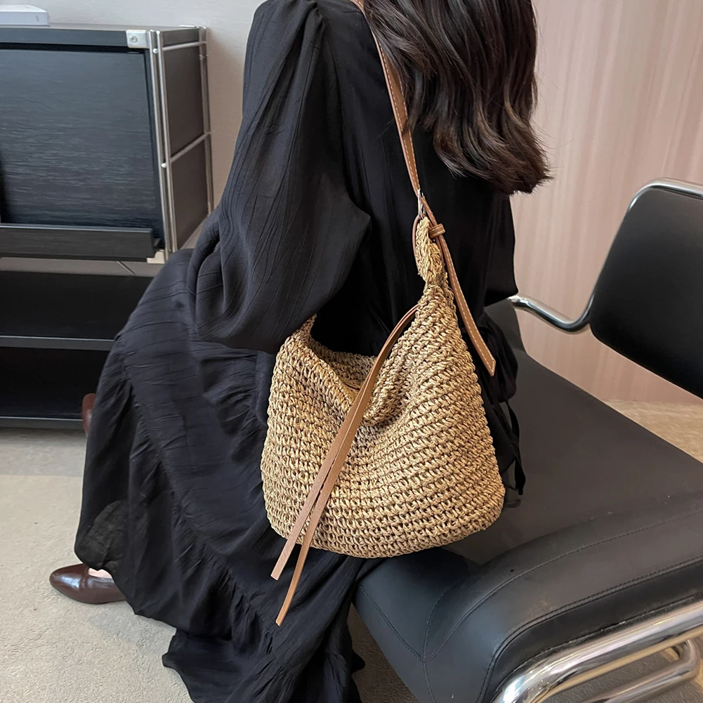 sac messager en ulde papier tissé à la main pour femmes, sacoche d'été tissée à la main, sac à bandoulière de plage tissé à la main, sacs à main à bandoulière, mode