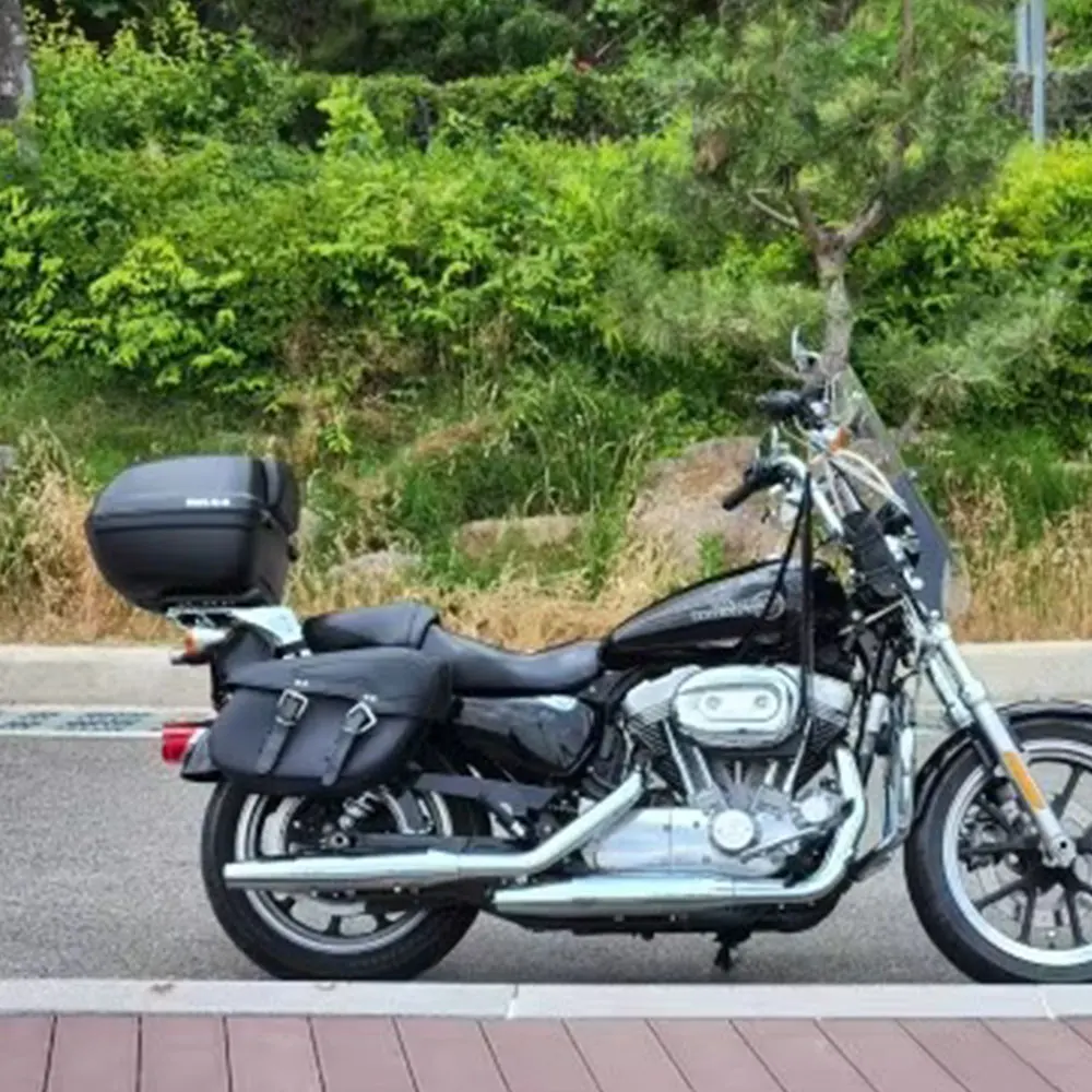 2x sacoche de moto en cuir bagages sacs de selle sac latéral extérieur pour harley sportster xl 883 xl 1200 touring dyna softail fl