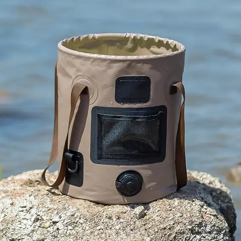 seau pliable portable de 25l, sac de rangement d'eau de voyage en plein air, sac d'eau étanche, seau de rangement pour articles de pêche