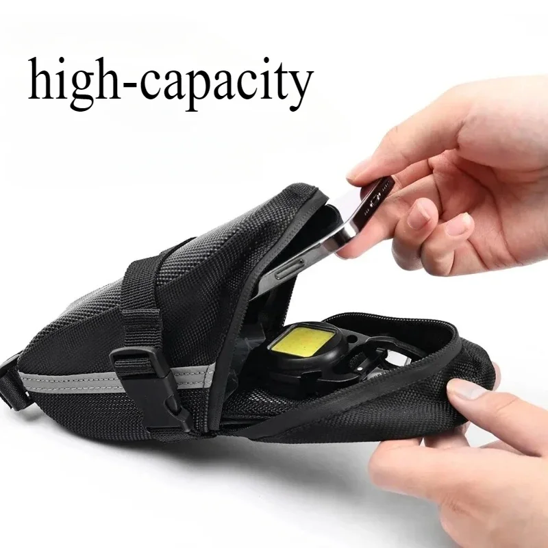 sac de selle de vélo en nylon imperméable, sac de démontage de vélo de route de montagne, sac de rangement universel de grande capacité pour ail d'équitation en plein air