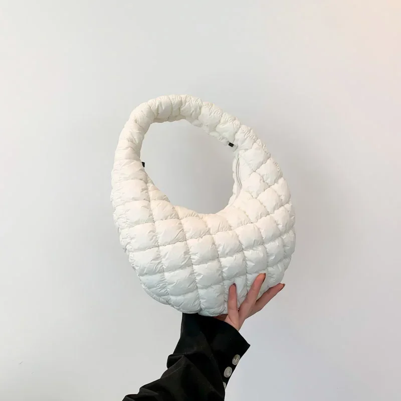 sac à main matelassé en fil brodé pour femmes, mini sacs à main plissés en nuage, pochette légère rembourrée, petits sacs à bandoulière en coton