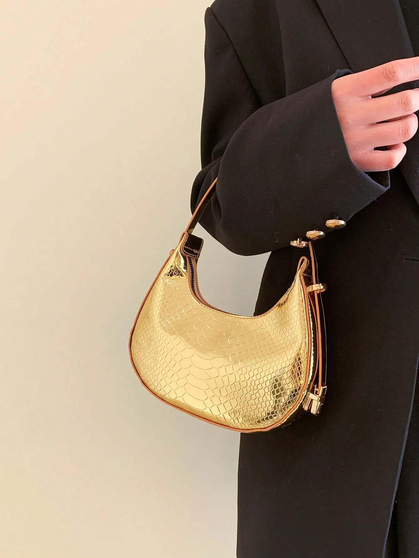 sac hobo d.lique gaufré en peau de serpette pour femme, sacoche solide en relief crocodile, chimsimple, sous les bras