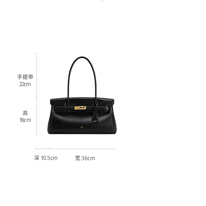 sac baguette à main en cuir véritable pour femme, sac à bandoulière et sous les bras, mallette de niche, automne/hiver 2025