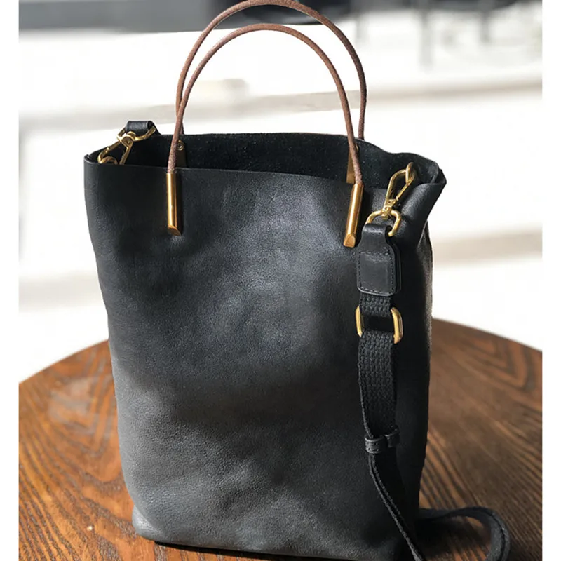 seau en cuir véritable femmes sac nouveau rétro nature peau de vache souple sac à main polyvalent concepteur de haute qualité sacs à bandoulière