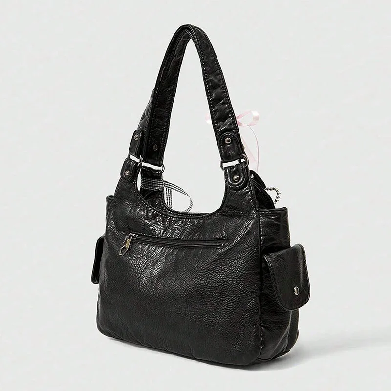 sac à main à la mode avec pendentif en nœud, design de niche, sac à aisselles pour femme de grande capacité, adapté au déplacement au travail, au shopping,