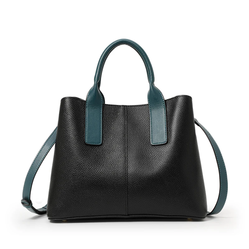 couleur chic sac à main en cuir bloqué avec poignées supérieures