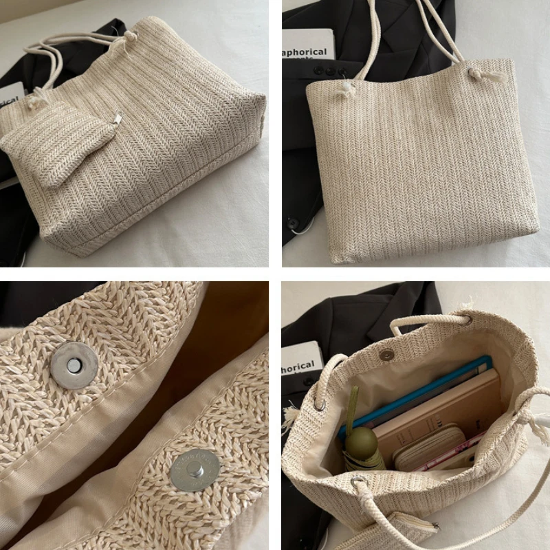 sacs à main de styliste pour femmes, fourre tout en paille de grande capacité, sac de plage d'été décontracté bali, grand sac à main