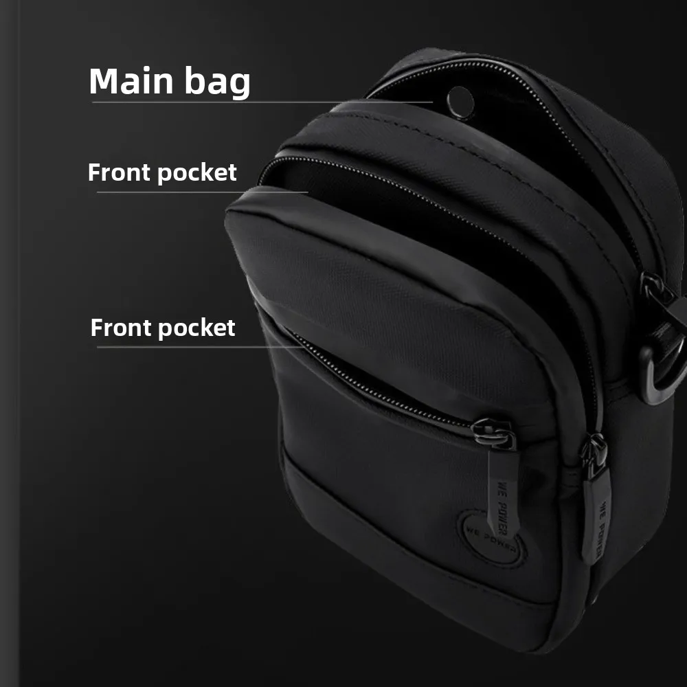 sac à bandoulière carré décontracté pour hommes, couleur unie, sac de poitrine simple, multifonctionnel multi poches, sac banane en nylon pour randonnée