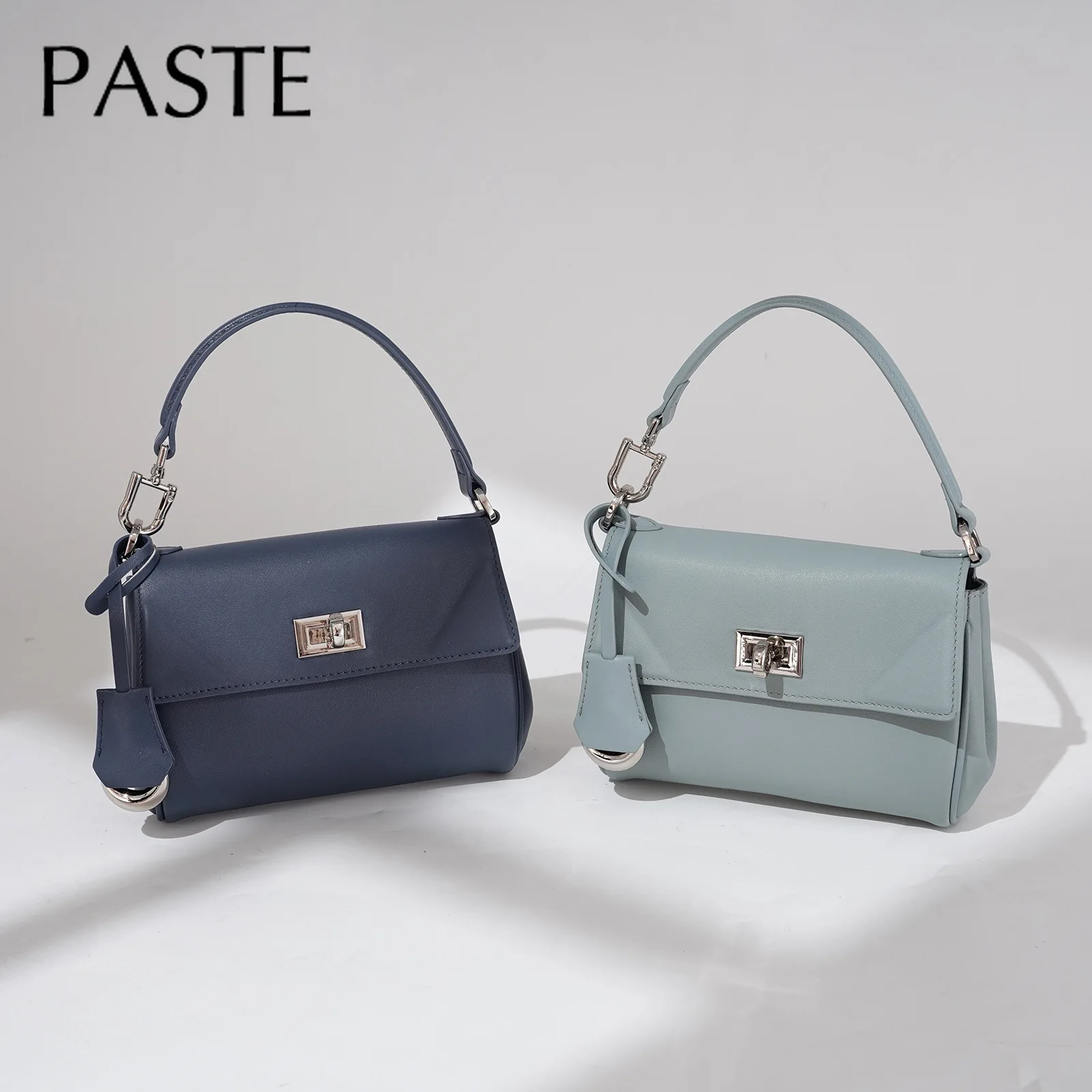 nouveau mode d'été épaule bandoulière sacs carrés petit bleu beige couleur plaine cuir de vache femmes sac à main mini