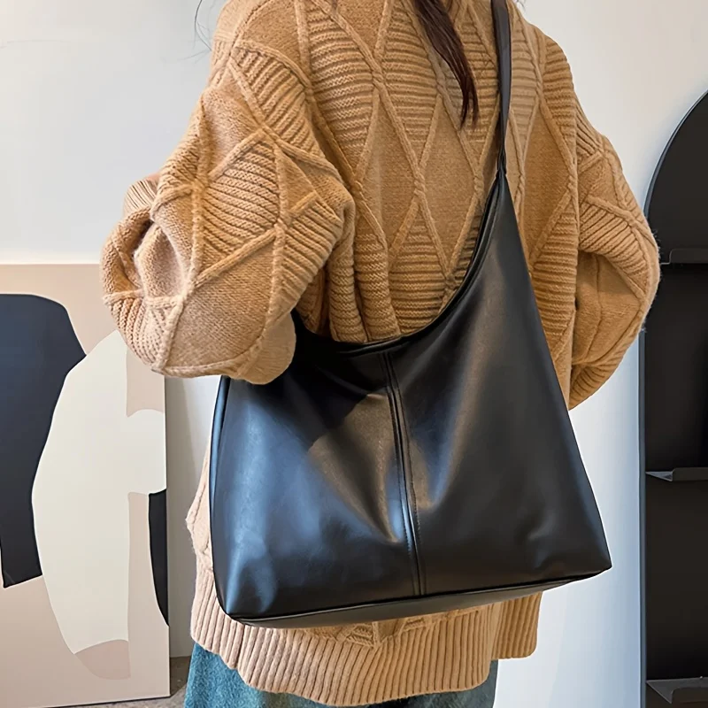 sacs à bandoulière en cuir pour femmes, sac fourre tout simple et polyvalent de grande capacité, adapté aux banquets de déplacement