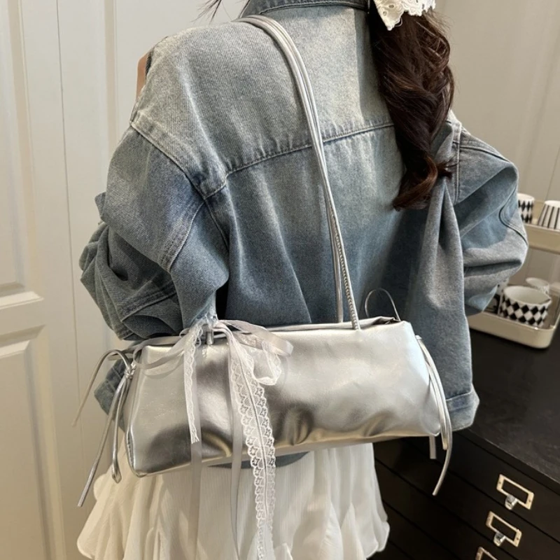 sac carré français élégant avec nœud coréen, sac de haute qualité en pu, niche simple style ballet, sac à bandoulière, nouveaux sacs décontractés pour femmes